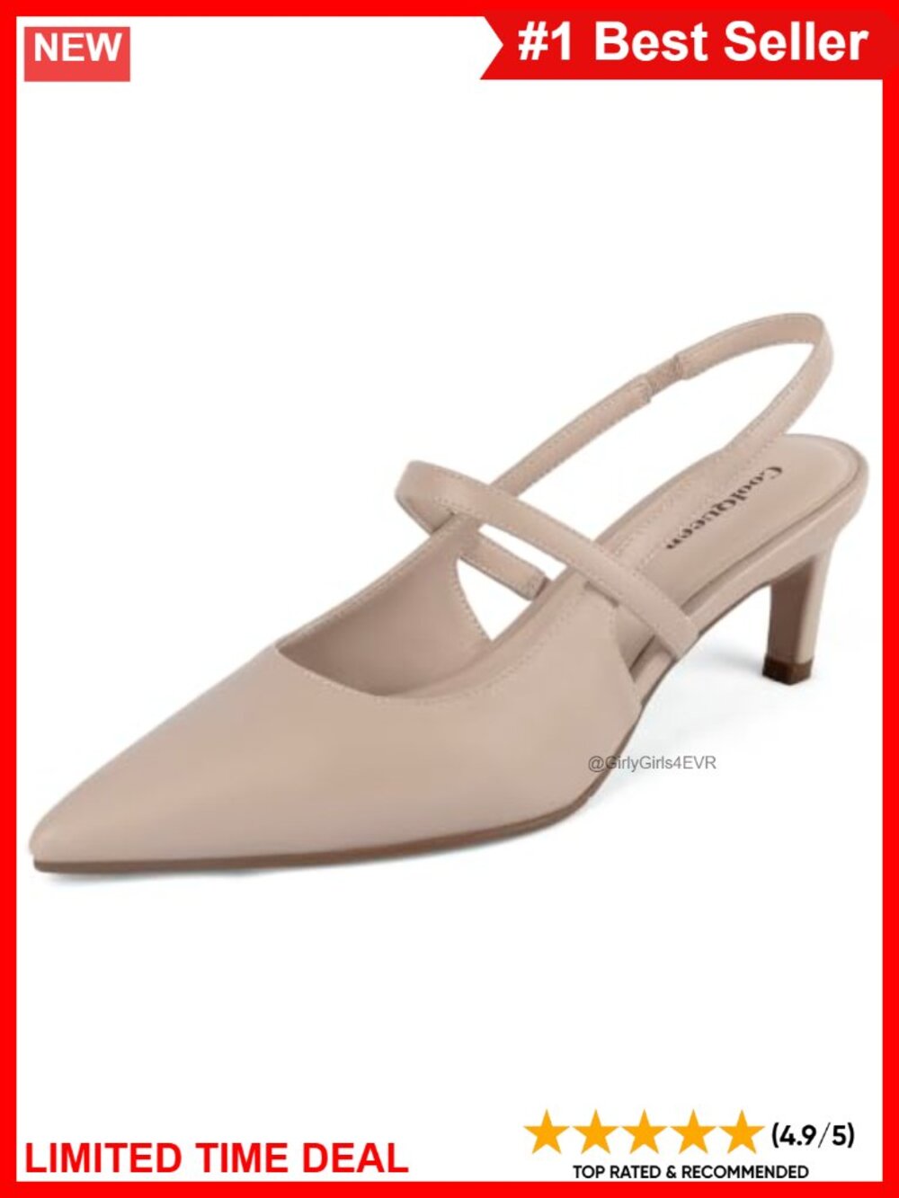 Women's Faux Leather Kitten Heel Slingback Pumps Closed Toe Low Heel